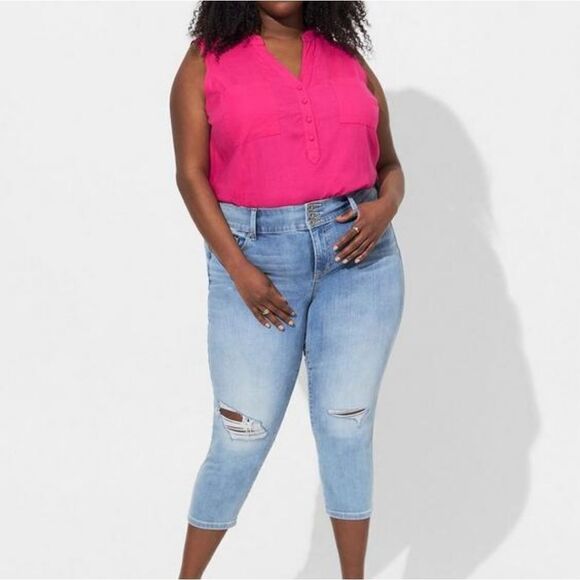 Torrid Harper Linen Pullover Tank Size 5 NWT - Picture 2 of 5